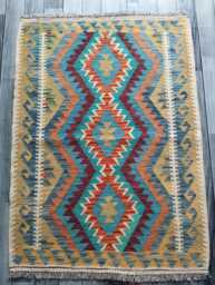 Kilim Rug Multicolour, Handmade Artisan Afghan Turkish Scandinavian Navajo Bohemian Flatweave Natural Wool 121x88 cm - thumbnail 1
