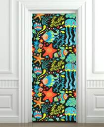 Underwater Wall Decal, Fishes Sticker, Ocean Door Decor, Aquarium Decor Mural, Cover - thumbnail 1
