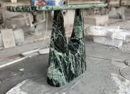 Spider Green Marble Console Table Contemporary Entryway Furniture, Sculptural Stone Accent Piece - thumbnail 1