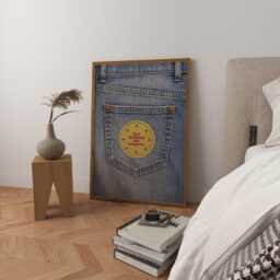 Denim Patch Pocket Art Print, Mid Century Modern Kitchen Wall Decor - thumbnail 1
