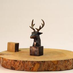 Minimalist Cubic Deer Bust Statue - Minimal Art Decor - thumbnail 3