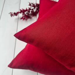 Set Of 2, 4 & 6 Stonewashed Linen Pillow Cases in Dusty Red/Linen Cushion Covers With Hidden Zipper/Decorative Pillows/ - thumbnail 3