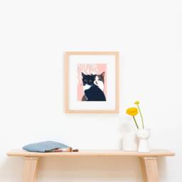 Lovecats - Gicl??e Art Print Of Original Gouache Pet Cat Portrait Painting On Paper - thumbnail 2