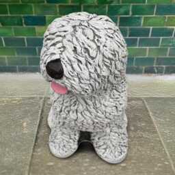 Concrete Sheepdog Sculpture Handcrafted English Dog Figurine Stone Pet Ornament Memorial Statue Cement Decoration Dog Lover Gift - thumbnail 4
