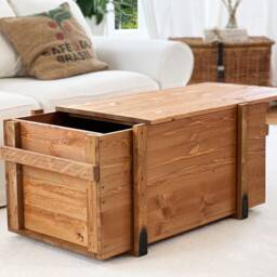 Coffee Table Chest Wooden Box Vintage Shabby Chic - thumbnail 4