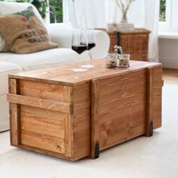 Coffee Table Chest Wooden Box Vintage Shabby Chic - thumbnail 2