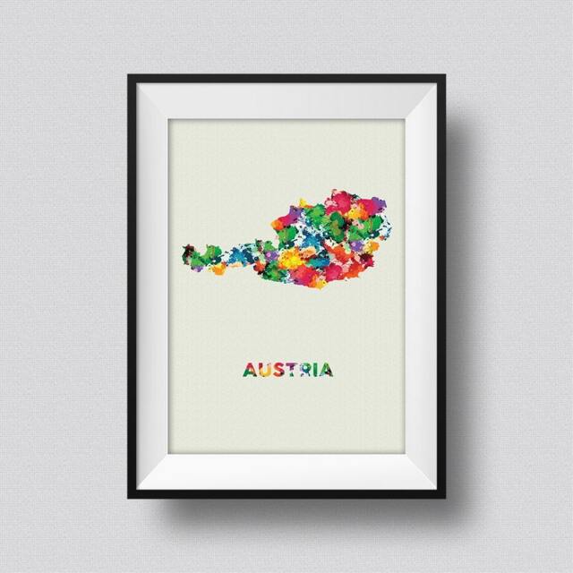 Austria Watercolor Map Art Print Ink Splash Poster Canvas