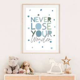 Never Lose Your Wonder Print, Boys Nursery Bedroom Prints, Wall Art, Playroom Quotes - thumbnail 3