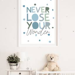 Never Lose Your Wonder Print, Boys Nursery Bedroom Prints, Wall Art, Playroom Quotes - thumbnail 2