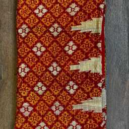 Vintage Handmade Kantha Stitch Sofa Throw - Beach Camper Van Quirky Colours Red Orange Floral Musted - thumbnail 4