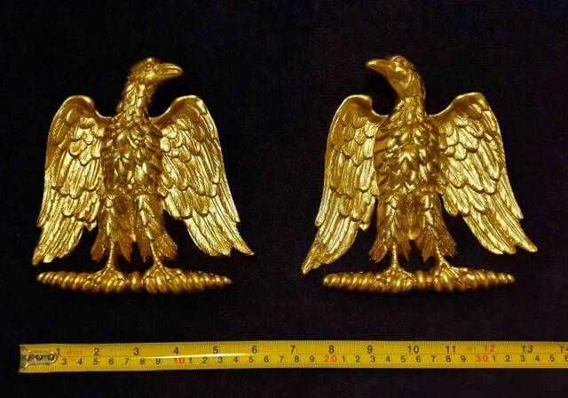 Large Pair Eagle Gilt Or White Roman Empire Napoleon Victorian Style Decorative Onlay Wall Furniture Moulding Pediment Plastic Decoration - image 1