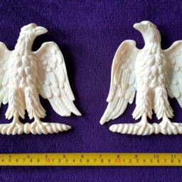 Large Pair Eagle Gilt Or White Roman Empire Napoleon Victorian Style Decorative Onlay Wall Furniture Moulding Pediment Plastic Decoration - thumbnail 4