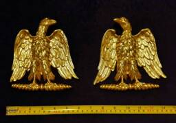 Large Pair Eagle Gilt Or White Roman Empire Napoleon Victorian Style Decorative Onlay Wall Furniture Moulding Pediment Plastic Decoration - thumbnail 1