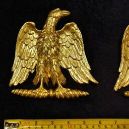 Large Pair Eagle Gilt Or White Roman Empire Napoleon Victorian Style Decorative Onlay Wall Furniture Moulding Pediment Plastic Decoration - thumbnail 2