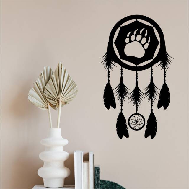Mandala Bear Dream Catcher Vinyl Wall Art, Decal, Sticker, Transfer, Mural, Removable, Decoration, Interior, Exterior, - 0853 - image 1