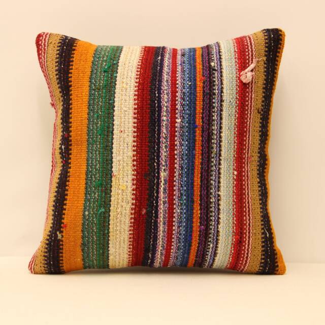 Designer Pillow 16x16 Sofa Kilim Decorative Boho Interior Design Retro Home Decor Ethnic Pillowcover Natural Dyekilim Cushion 4Kf-166 - image 1
