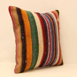 Designer Pillow 16x16 Sofa Kilim Decorative Boho Interior Design Retro Home Decor Ethnic Pillowcover Natural Dyekilim Cushion 4Kf-166 - thumbnail 2