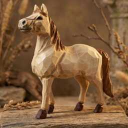 Whimsical Hand-Carved Wooden Horse Figurine, Rustic Equine Statue, Geometric Animal Art, Farmhouse Decor, Lover Gift Idea - thumbnail 4