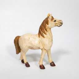 Whimsical Hand-Carved Wooden Horse Figurine, Rustic Equine Statue, Geometric Animal Art, Farmhouse Decor, Lover Gift Idea - thumbnail 2