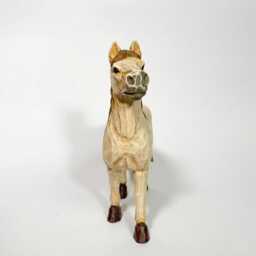 Whimsical Hand-Carved Wooden Horse Figurine, Rustic Equine Statue, Geometric Animal Art, Farmhouse Decor, Lover Gift Idea - thumbnail 3