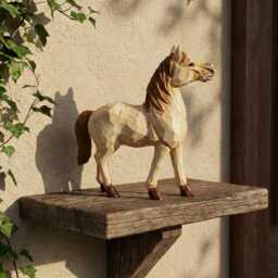 Whimsical Hand-Carved Wooden Horse Figurine, Rustic Equine Statue, Geometric Animal Art, Farmhouse Decor, Lover Gift Idea - thumbnail 1