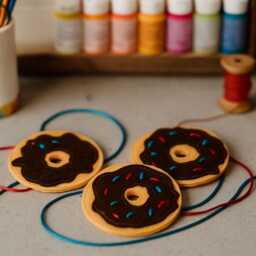 Felt Donut Lacing Card - Montessori Fine Motor Activity For Toddlers Quiet Busy Bag Toy Handmade Sewing Practice Game - thumbnail 4