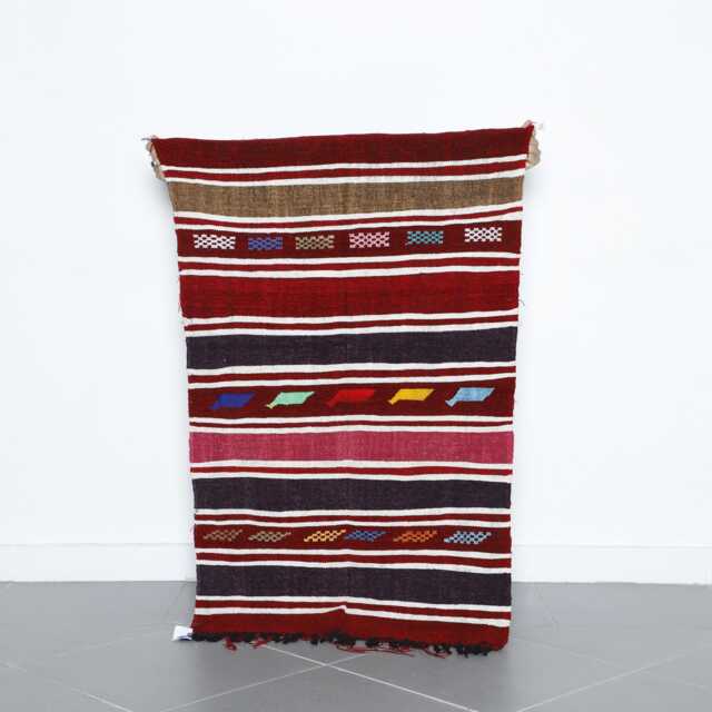 Handmade Red Moroccan Kilim Rug Berber Wool, Tribal Design - 2.7x4.4 Ft - image 1