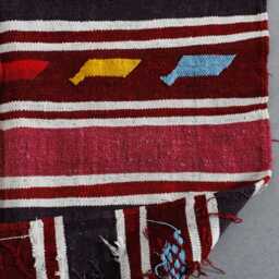 Handmade Red Moroccan Kilim Rug Berber Wool, Tribal Design - 2.7x4.4 Ft - thumbnail 4