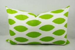 Green & White Modern Ikat Geometric Pillow Cover, Handmade, Multiple Sizes, Cotton, Throw Pillow, Accent Shown in 18 X 28 In. Size - thumbnail 1