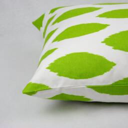 Green & White Modern Ikat Geometric Pillow Cover, Handmade, Multiple Sizes, Cotton, Throw Pillow, Accent Shown in 18 X 28 In. Size - thumbnail 2