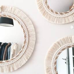 Discount Set Macram?? Decor, Knitted Rope Mirror, Macrame Wall White Fast Shipping - 1-3 Days, Woven Hanging - thumbnail 4