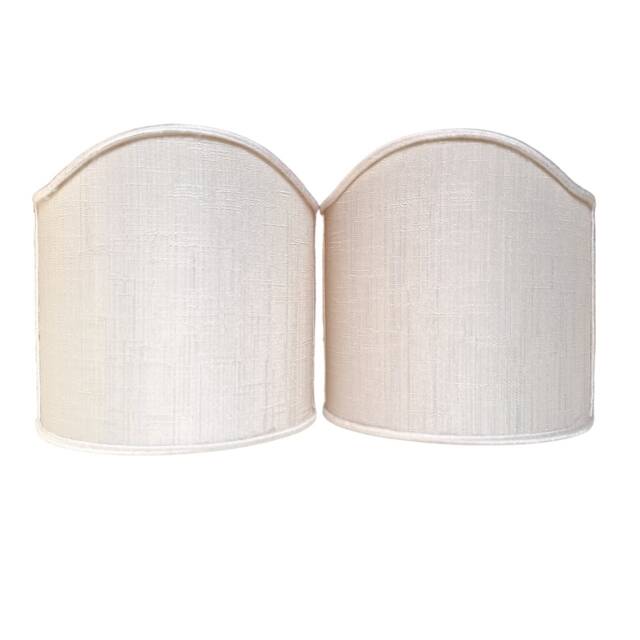 Pair Of Clip-On Shield Shades Rubelli Fabric Ivory Diaspro Pattern Mini Lampshade - Handmade in Italy - image 1