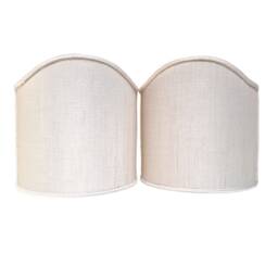 Pair Of Clip-On Shield Shades Rubelli Fabric Ivory Diaspro Pattern Mini Lampshade - Handmade in Italy - thumbnail 1