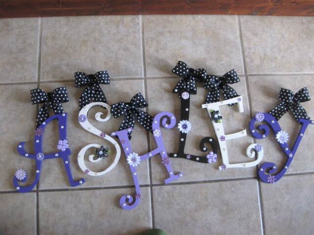 Custom Script Style Wooden Hanging Wall Letters - 13.50 Per Letter -For Nursery Or Child's Bedroom By A Professional Artist - image 1