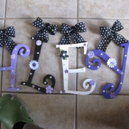 Custom Script Style Wooden Hanging Wall Letters - 13.50 Per Letter -For Nursery Or Child's Bedroom By A Professional Artist - thumbnail 3