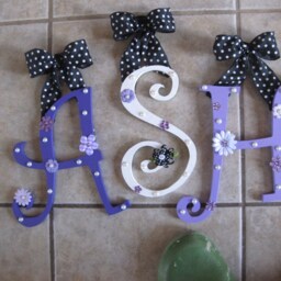 Custom Script Style Wooden Hanging Wall Letters - 13.50 Per Letter -For Nursery Or Child's Bedroom By A Professional Artist - thumbnail 2