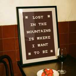 Retro Nature Wall Art Print, Folk Style Lost in The Mountains Is Where I Want To Be Cool Art, Gift For Walkers - thumbnail 2