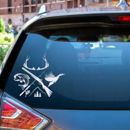 Hunting & Fishing Wall Decal Deer Silhouette & Rod Vinyl Sticker C153 - thumbnail 3
