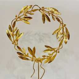 Gold Plated Bronze Olive Branch Wreath, Greek Art Sculpture - thumbnail 3
