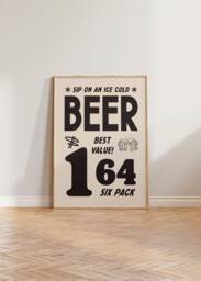 Retro Kitchen Print, Bar Wall Art, Vintage Beer Poster, Alcohol Prints, Dining Room Man Cave Decor - thumbnail 1