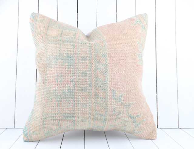 Turkish Kilim Pillow Cover 24x24 Inch Vintage Anatolian Throw - image 1