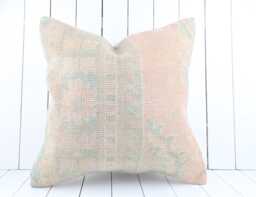 Turkish Kilim Pillow Cover 24x24 Inch Vintage Anatolian Throw - thumbnail 1