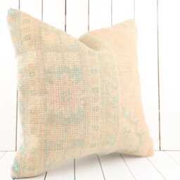 Turkish Kilim Pillow Cover 24x24 Inch Vintage Anatolian Throw - thumbnail 3