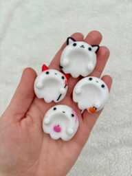 Cute Ghost Polymer Clay Worry Stones - Halloween Themed Kawaii Anxiety Buddy Handmade Emotional Support Pocket Hug Stone - thumbnail 1