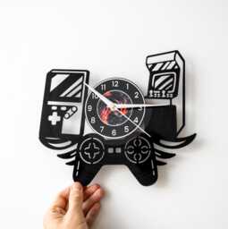 Gamer Vinyl Record Wall Clock, Video Gaming Gifts, Game Room Decor For Boys, Nursery Art, Man Cave Gift Husband - thumbnail 1