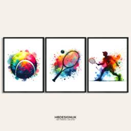 Tennis Wall Art Print - Set Of 3 Posters - Player Prints Poster Kids Room Artwork Gift Boys - thumbnail 1