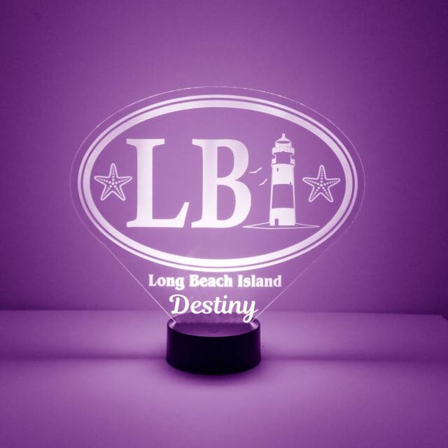 Long Beach Night Light, Custom Engraved Personalized Free, 16 Color Options With Remote Control - image 1