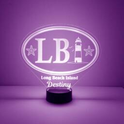 Long Beach Night Light, Custom Engraved Personalized Free, 16 Color Options With Remote Control