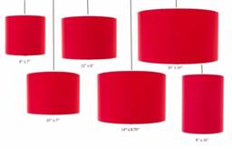 Red Cotton Drum Lampshade, Handmade in Uk, Bold Home Decor, Colourful - thumbnail 1