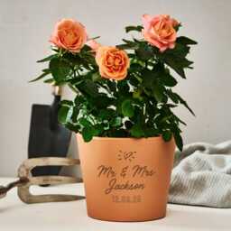 Engraved Terracotta Plant Pot - Personalized Wedding Gift - thumbnail 1